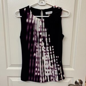 Calvin Klein Black and Purple Abstract Sleeveless Top